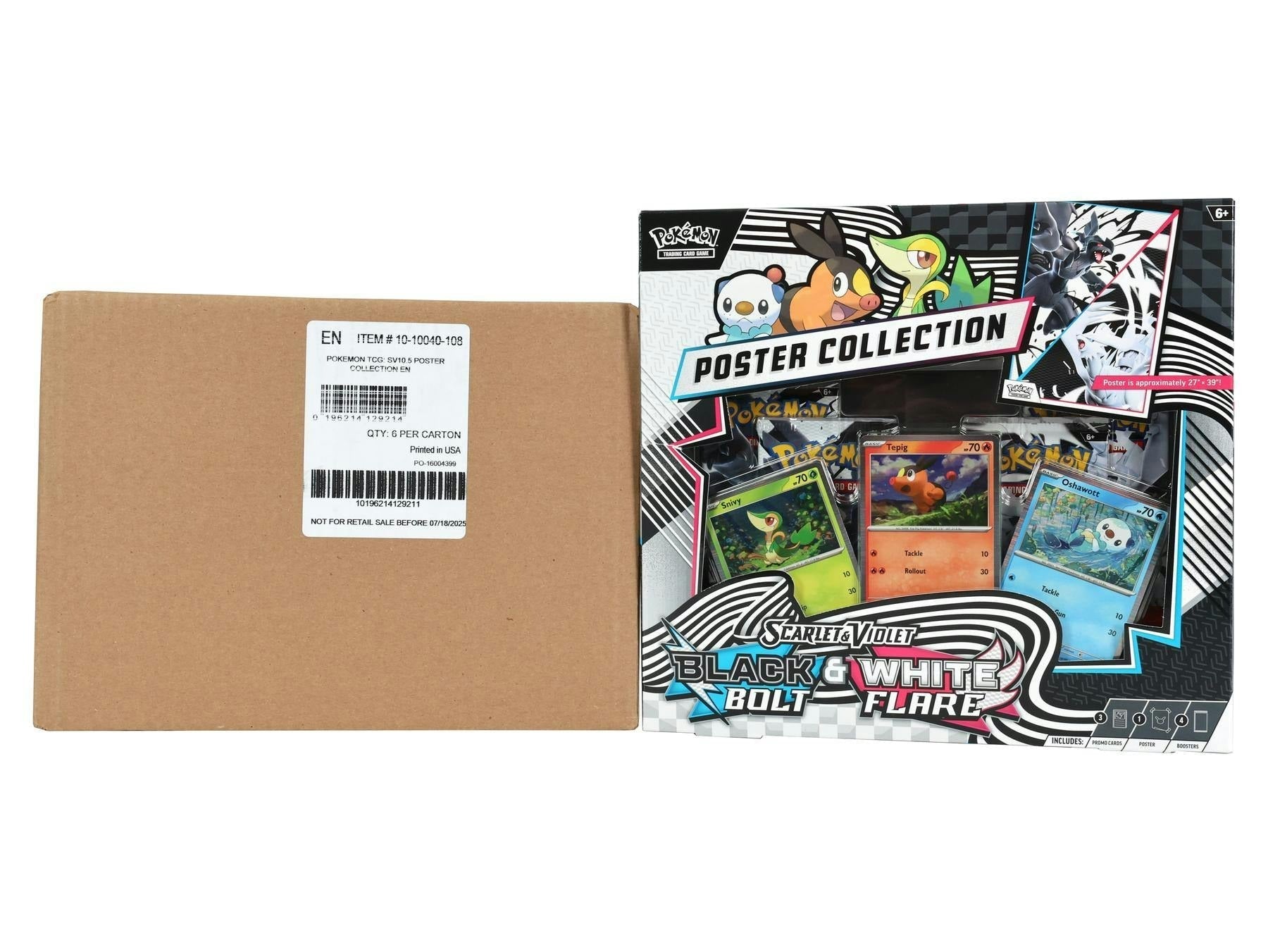 Pokemon TCG: Black Bolt & White Flare Unova Poster Collection 6-Box Case