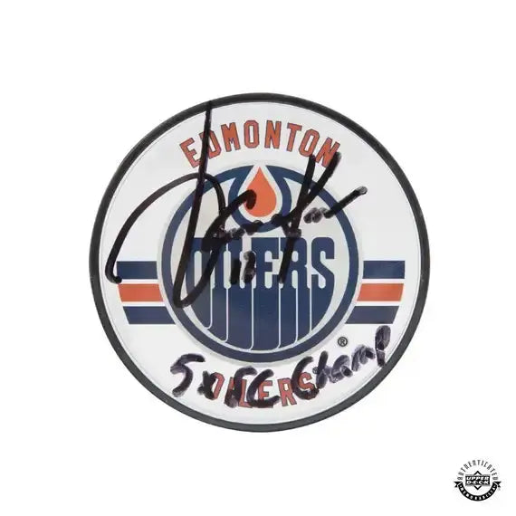 Jari Kurri Autographed & Inscribed Edmonton Oilers® Acrylic Puck