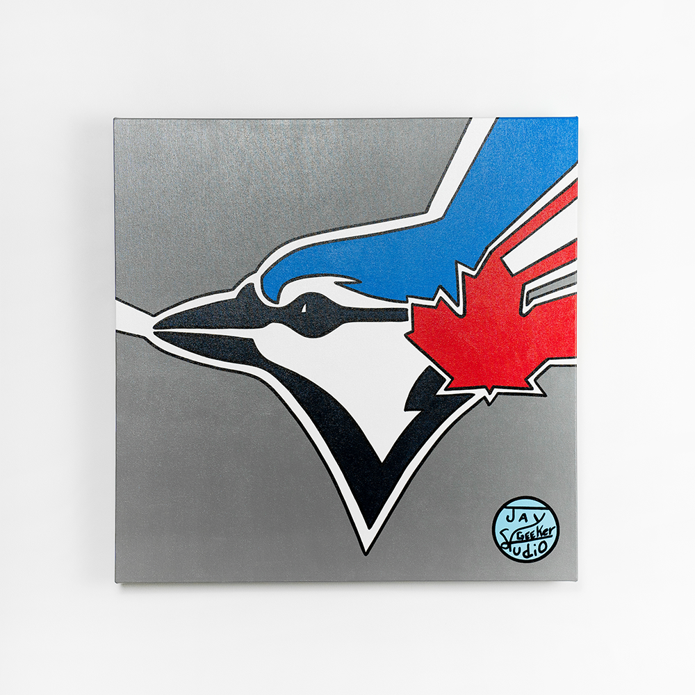 Jay Geeker Sport Logo Art Collection - 24" X 24" - TORONTO BLUE JAYS (GRAY)