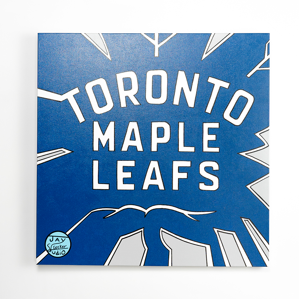 Jay Geeker Sport Logo Art Collection - 30" X 30" - TORONTO MAPLE LEAFS (SILVER)