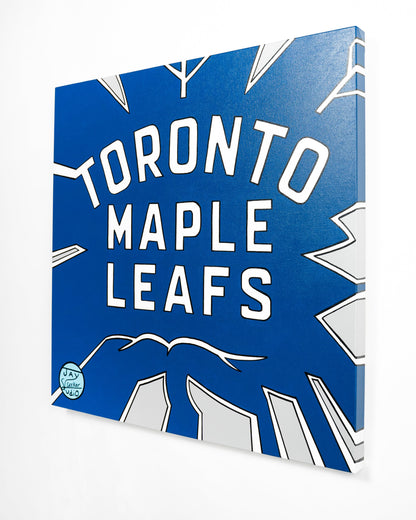 Jay Geeker Sport Logo Art Collection - 30" X 30" - TORONTO MAPLE LEAFS (SILVER)