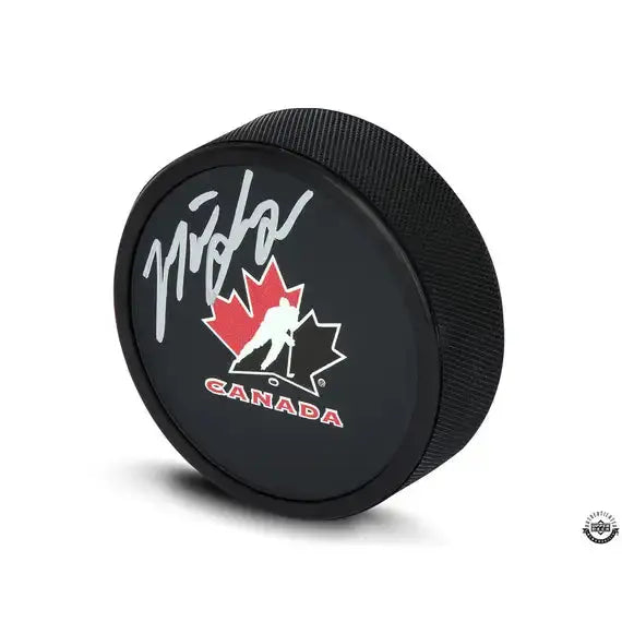 Matt Savoie Black Team Canada Logo Hockey Puck