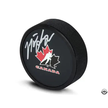 Matt Savoie Black Team Canada Logo Hockey Puck
