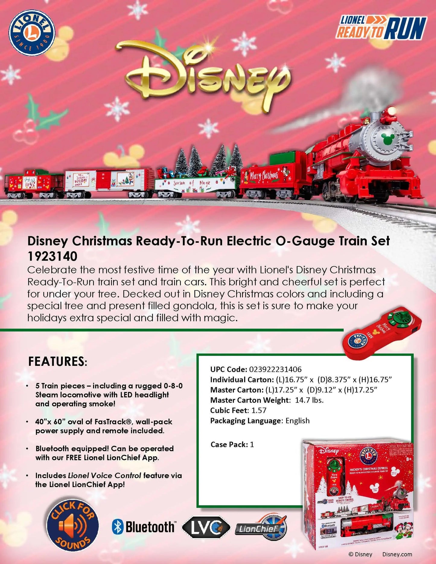 Mickey Disney Xmas Express Ready To Run O-Gauge