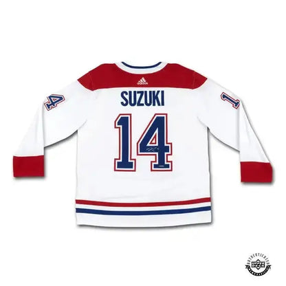 Nick Suzuki Autographed White Adidas Montreal Canadiens Jersey